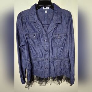 St. John's Women's Long Sleeve Button Down Denim Shirt
